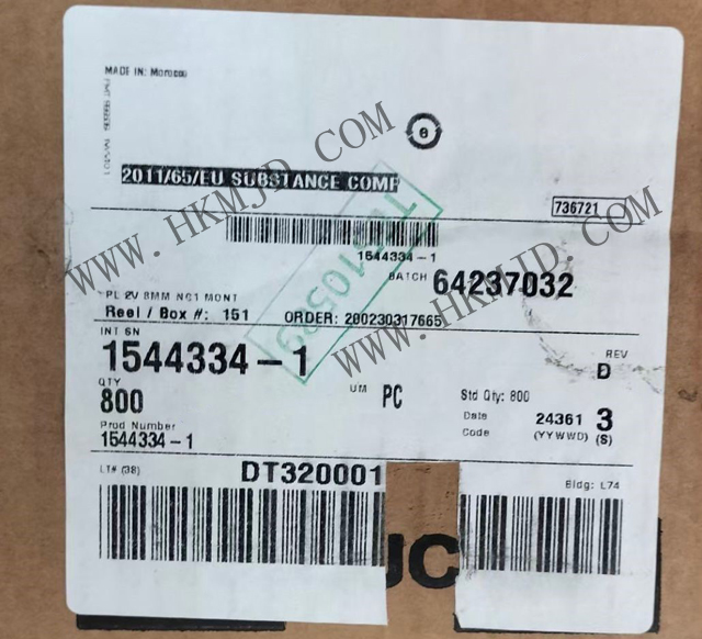 【TE泰科】汽車連接器 1544334-1 2 位置 體座 連接器 公型，接片 黑色 0.315