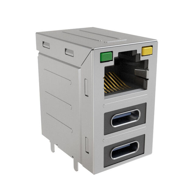 安費(fèi)諾模塊化連接器 RJE36188344CH 堆疊 RJ45，2 個 USB Type C，帶 LED G/Y