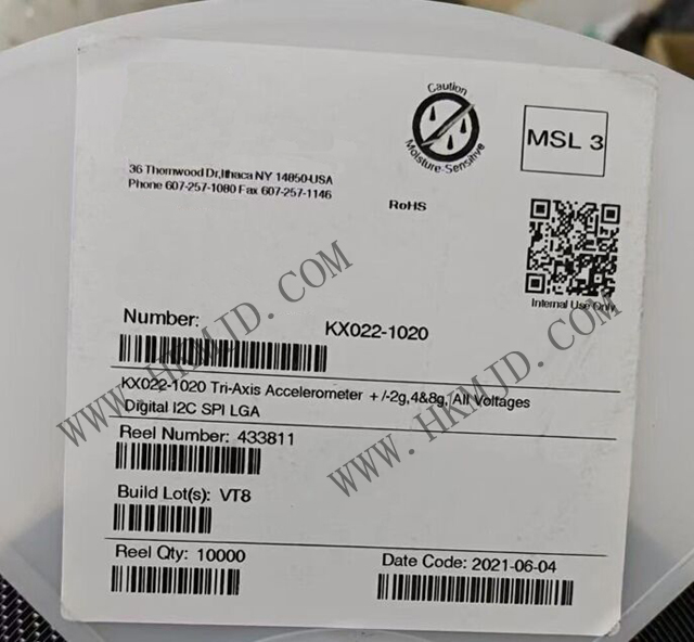 運(yùn)動(dòng)傳感器_KX022-1020_加速計(jì) X，Y，Z 軸 ±2g，4g，8g 0.39Hz ~ 800Hz 12-LGA