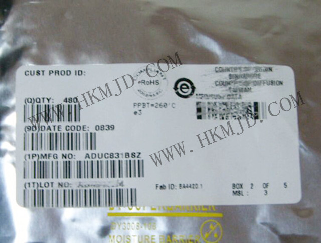 ADUC831BSZ：具有嵌入式62 KB閃存MCU的MicroConverter?、12位ADC和DAC